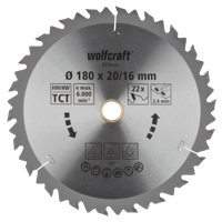 Wolfcraft HM Cirkelzaagblad | 22 td | Ø180 x 20 x 2,4mm | 1 stuk - 6734000