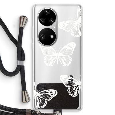 White butterfly: Huawei P50 Pro Transparant Hoesje met koord
