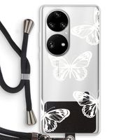 White butterfly: Huawei P50 Pro Transparant Hoesje met koord