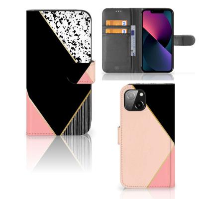 Apple iPhone 13 | Book Case | Zwart Roze Vormen