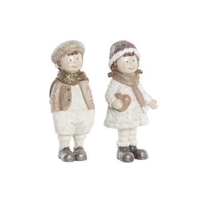 Kerstversiering DKD Home Decor Hars Kinderen (6,5 x 5 x 14 cm) (2 Stuks)