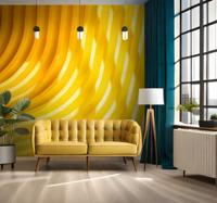 Driedimensionale golven Foto behang geel