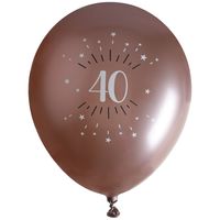 Santex verjaardag leeftijd ballonnen 40 jaar - 6x stuks - rosegoud - 30 cm - Feestartikelen   -