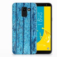 Samsung Galaxy J6 2018 Bumper Hoesje Wood Blue