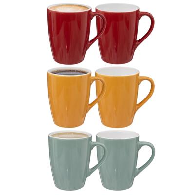 5Five Koffiemokken Colorama - 6x stuks - Keramiek - in 3 kleuren - 380 ml - 9 x 11 cm