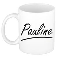 Pauline Naam koffiemok - beker - met sierlijke letters - wit - 300 ml - Cadeau - Dames