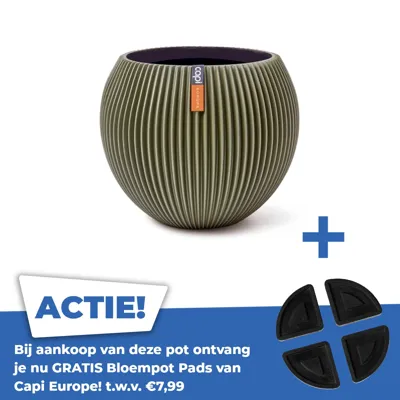 Vaas bol groove d21h19cm groen