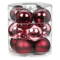 12x Berry Kiss mix roze/rode glazen kerstballen 8 cm glans en mat - Kerstbal - thumbnail