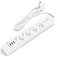 Stekkerdoos met USB en Randaarde - 4 Stopcontacten. 3 USB-A - 1.5m - Wit
