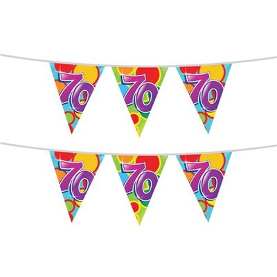 2x stuks leeftijd verjaardag thema vlaggetjes 70 jaar plastic 10 meter