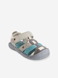 Leren sandalen, speciaal voor kleuterjongens lichtgrijs