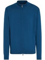 Zegna cardigan en laine à fermeture zippée - Bleu