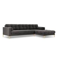 Cosmopolitan Design Bali Hoekbank met Chaise Longue Rechts - Donkergrijs / Goud