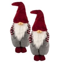 2x stuks pluche gnome/dwerg decoratie poppen/knuffels staand 55 cm