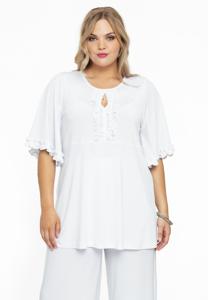 Yoek Tuniek flare met ruches | Wit | Maat 54/56