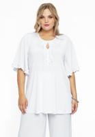 Yoek Tuniek flare met ruches | Wit | Maat 54/56