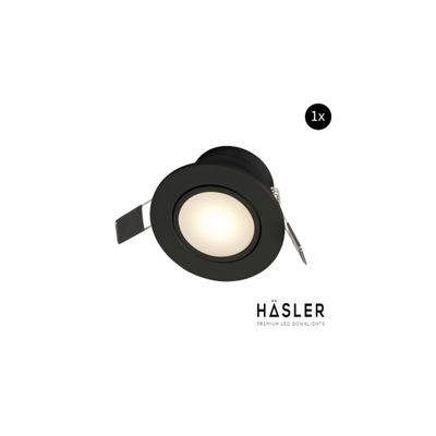 Inbouwspot Häsler Zaragoza Incl. Fase Aansnijding Dimbaar 8.3 cm 4 Watt Warm Wit Mat Zwart Set 1x