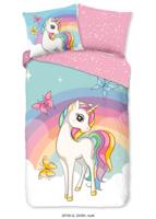 Good Morning Kinderdekbedovertrek "eenhoorn en regenboog" - Multi - (140x200/220 cm) - Katoen