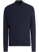 Zegna pull zippé en maille nervurée - Bleu