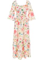 Isolda robe Babaçu à fleurs - Blanc