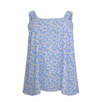 Yoek gebloemde top DAISY lichtblauw/wit/geel - thumbnail