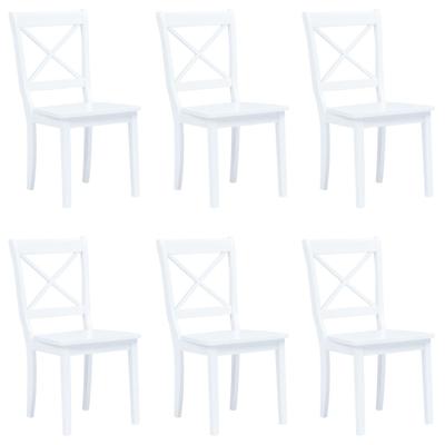 Eetkamerstoelen 6 st massief rubberwood wit