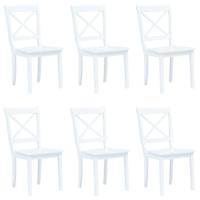 Eetkamerstoelen 6 st massief rubberwood wit