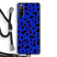 Blue Leopard: Sony Sony Xperia 10 III Transparant Hoesje met koord