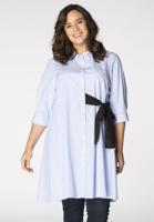 Yoek Blouse met strik STRIPE | Blauw | Maat 58/60