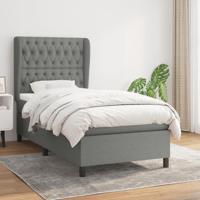 Boxspring met matras stof donkergrijs 100x200 cm