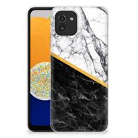 Samsung Galaxy A03 | TPU | Siliconen hoesje | Marmer Wit Zwart - Origineel Cadeau Man