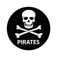 Piraten thema deur / muur sticker - zwart - Dia 15 cm - rond - Feestartikelen - Jolly Roger vlag