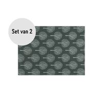 Krumble Placemat met boom patroon - 30 x 40 cm - Katoen - Antraciet - Set van 2