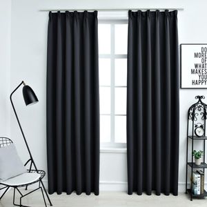 VidaXL Gordijnen verduisterend met haken 2 st 140x225 cm zwart