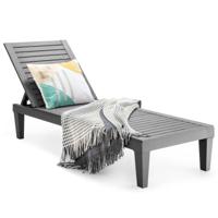 Terras Ligstoel Ligstoel voor Buiten met Verstelbare Rugleuning Ligstoel met 5 Standen Weer- en Roestbestendig Ligstoel Tweedelige Set-Grijs