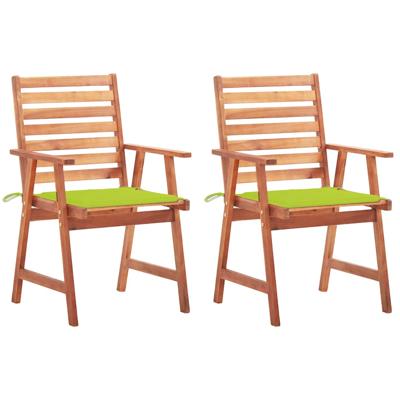 Tuinstoelen 2 st met kussens massief acaciahout