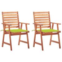 Tuinstoelen 2 st met kussens massief acaciahout