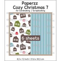 Crealies • paperzz 6x cozy christmas vel 7: huisjes + blauw gestreept