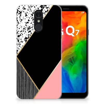 LG Q7 | TPU Hoesje | Zwart Roze Vormen