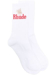 RHUDE chaussettes à logo intarsia - Blanc