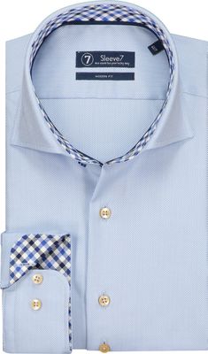 Sleeve7 Overhemd Luxe Visgraat Blauw