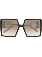 Philipp Plein lunettes de soleil carrées à plaque logo - Noir - thumbnail