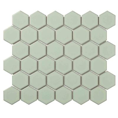 The Mosaic Factory Barcelona Mozaiek Tegel Hexagon - Licht groen met rand Porselein Geglazuurd 281x325 mm