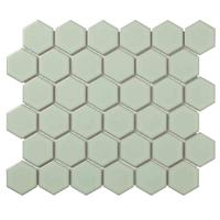 The Mosaic Factory Barcelona Mozaiek Tegel Hexagon - Licht groen met rand Porselein Geglazuurd 281x325 mm