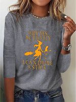 Casual Loose Halloween Long Sleeve Crew Neck T-Shirt - thumbnail