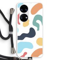 Memphis Shapes Blue: Huawei P50 Transparant Hoesje met koord