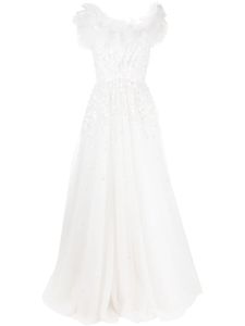 Jenny Packham robe longue Angel Yeux à coupe évasée - Blanc