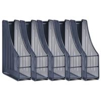 Zeller Lectuurbak - 5x - documenten opbergbak - antraciet grijs - draad metaal - L9 x B27 x H35 cm