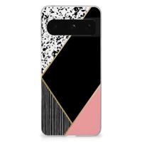 Google Pixel 8 Pro | TPU Hoesje | Zwart Roze Vormen