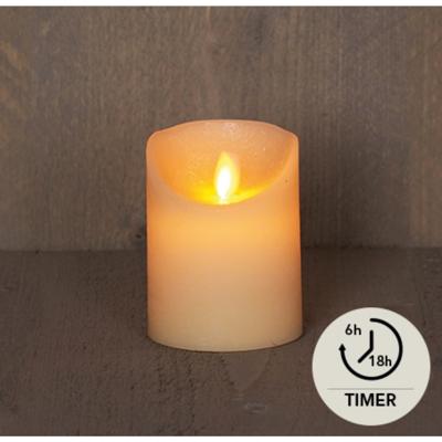 LED Rustiek stompkaars ivoor 7,5x10cm